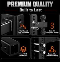 LWCH Adjustable Dual Ball Hitch Mount 2" Receiver - 5
