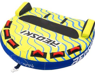 REOSKI 2-3 Person Towable Inflatable Water Tube, 840D Nylon Cover, Stabilizer Fins, Quick-Connect Tow System