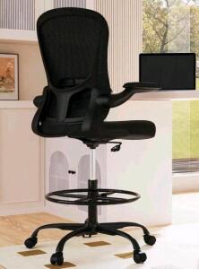 Top Line Pro Tall Office Drafting Chair With Adjustable Footrest And Flip-Up Arms