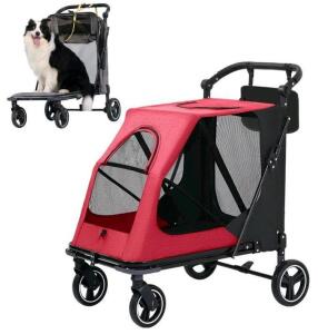 SilverRover Large Foldable Dog/Pet Stroller, 176 lbs Capacity, Adjustable Handle, One-Step Folding