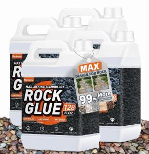 Shabebe Max Locking Rock Glue 128 FL OZ, Landscaping Adhesive, Safe For Pets, Up To 12 Months
