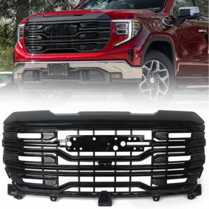GMC Sierra 1500 AT4/AT4X Style Gloss Black Front Grille (2022&ndash;2024)