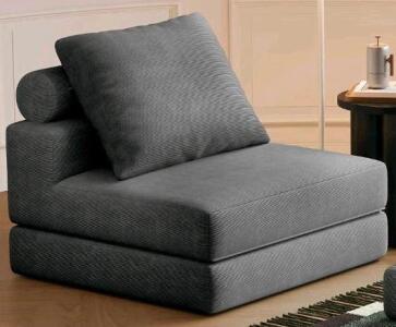Lumbershed 3-In-1 Folding Sofa Bed Chair, Grey, High-Density Foam, 2 Pillows, 33"x31", 26 lbs