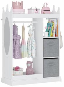 UTEX Kids Play Armoire With Mirror, Storage Bins, And Closet For Dress Up And Costumes