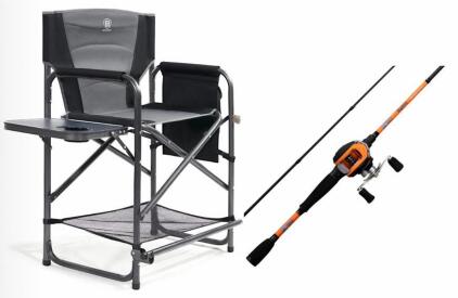 Ever Advanced FDZC69045-GY Director's Chair With Table, And Reaction Tackle BigBite Baitcaster Combo