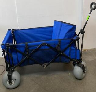 NISDAN Collapsible Utility Wagon With Large Beach Wheels, 200 lb Capacity, Blue