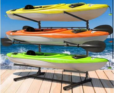 Faesun 3-Tier Freestanding Kayak Storage Rack With Paddle Hooks, 300 lbs Capacity