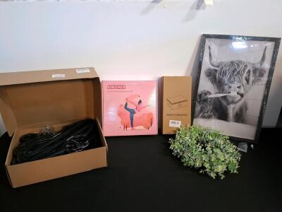 Framed Highland Cow Wall Art Print &ndash; 24&rdquo; x 36&rdquo; Black Frame, pilates kit, wreath, photo box, box of hangers