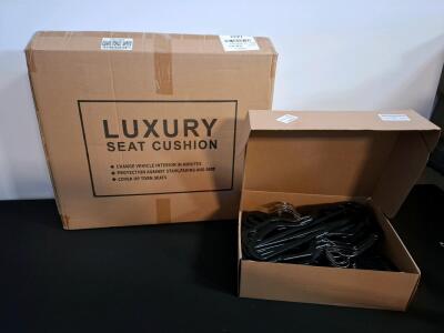 Custom Fit Black & Gray PU Leather Seat Covers for 2014&ndash;2018 Chevy Silverado, Front & Rear Set, hangers
