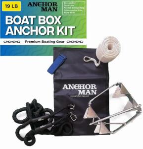 Anchor Man 19 lb Galvanized Box Anchor Kit, For Boats Up To 32 ft, Includes 100 ft Rope & Bungee Cord