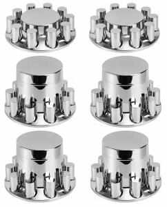 Chrome ABS 10-Hole Truck Axle Cover Set, Fits 20"/22.5"/24.5" Wheels, 33mm Lug Nuts, 6pcs + 60 Nut Covers