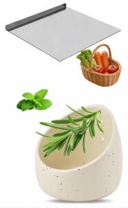 (2) Stainless Steel Kitchen Counter Covers & (2) Ceramic Herb Strippers