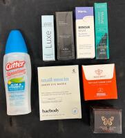 Mixed Lot: APRILSKIN Carrotene Mask, Exploro Drug Test, Sovereign Silver, Baebody Under Eye Masks, Modelones, Cutter, Hangers - 6