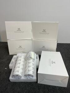 MOZEAL Ribbed Unscented Pillar Candles, Soy & Paraffin, 3 Sizes, White, Long Burn Time, 6-Pack