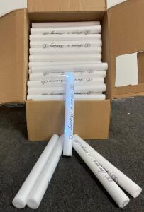 Custom LED Foam Glow Sticks, 16" Length, REMOVABLE Personalized "Anna & Tommy" Design, Bulk Lot of 30+