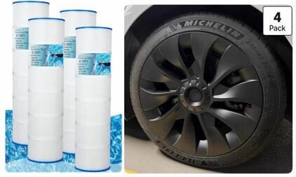 Pool Filter 4-Pack, & Tesla Wheel Covers