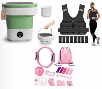KINTHEA Pilates Kit, DMDG 2&ndash;18LB Weighted Vest, 12L Collapsible Mini Washing Machine Bundle