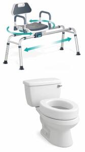 PELEGON Sliding Swiveling Transfer Bench 300lb & Carex 3.5" Toilet Seat Elevator Elongated
