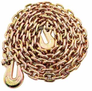 Grade 80 1/2" x 16' Transport Binder Chain with Forged Grab Hooks, 12,000 lb WLL