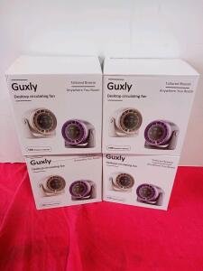 (4) Guxly DS311 Desktop Circulating Fan, 3600mAh, Touch Control, USB-C, Beige/Purple