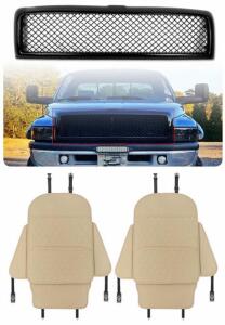 Gloss Black Mesh Grille Compatible with Dodge Ram 1500/2500/3500 1994-2002 ABS Bolt-On