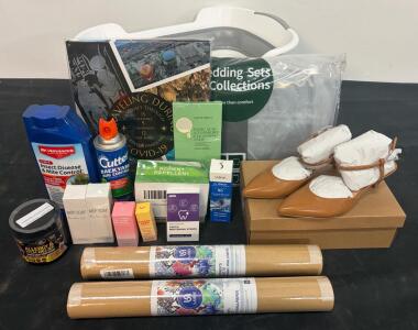 Mixed Lot: Waterproof Bedding Set, Women&rsquo;s Heels, Foldable Laundry Basket, Wallpaper, Book