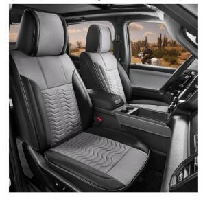 Black and Gray Universal Luxury Car Seat Covers Full Set PU Leather, Fits Most Vehicles