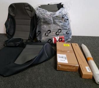 EKR Black & Gray Full Car Seat Cover Set, Automotive Synthetic Leather, Airbag Compatible, hood struts, power window regulator