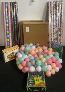 Party Bundle: Cascadia Rolling Rivers Game, Toysmith Stretchy Alien, Pi&ntilde;ata Set, Play Balls, Gift Wrap