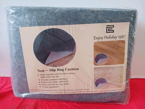 Enjoy Holiday 1981 Non-Slip Rug Cushion Pad, Grey, Approx. 8x10 ft, Felt Fiber, 10-Year Warranty