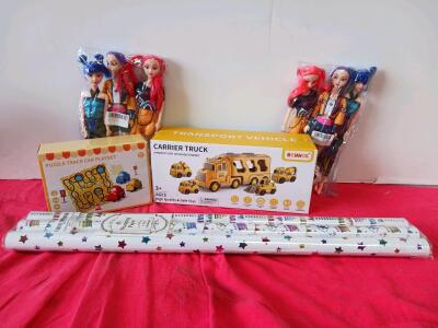 BENNOL Carrier Truck Transport Vehicle Toy Set with 4 Construction Vehicles, Lights & Sound, 15" And More