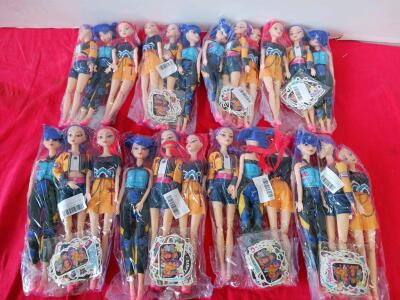 Lot of 24 Fashion Dolls, 11.5" Tall, Modern Outfits, Assorted Hair Colors, Includes Stickers