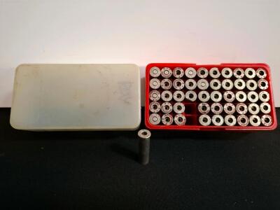 48x .357 Magnum Nickel-Plated Brass Casings, Remington & Winchester, Reloadable, Plastic Case( shelf H)