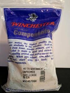 Winchester .45-70 Govt Unprimed Brass Shellcases, 50 Count, WSC4570GU, Factory Sealed( shelf H)
