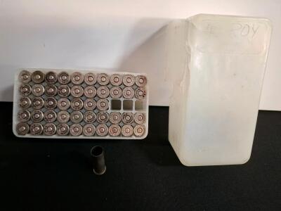 48x Western .38 Special Brass Casings, Spent Ammo, Reloadable, Plastic Ammo Box Included( shelf H)