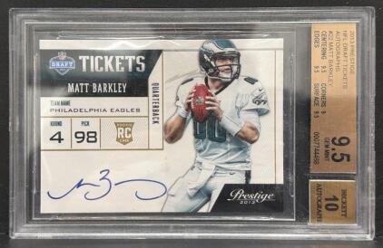 2013 Panini Prestige Matt Barkley Rookie Auto #22 BGS 9.5/10 Eagles NFL Draft Tickets Card