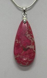 Red Druzy Geode Agate Pendant W/ 22&rdquo; .925 Silver Snake Necklace