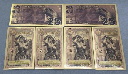 (6) Idaho 1/4 Goldback and Aurum 25mg Gold Notes &ndash; 24K Gold Currency Collectibles