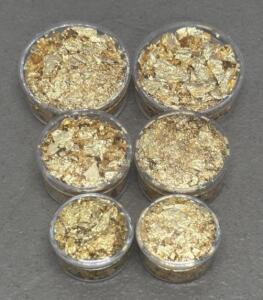 6-Pack Gold Leaf Flakes, Irregular Mixed Size, Craft Gilding Decoration, Clear Plastic Jars