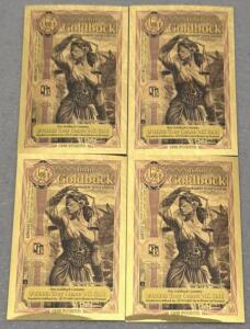 (4) Idaho 1/4 Goldback Notes, 2026 Issue, 24K Gold Embedded, Justitia Design