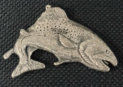 Sterling Silver Fish Pendant by Michelin, Stamped 925, Approx 2", Salmon/Trout Design, Loop Bail