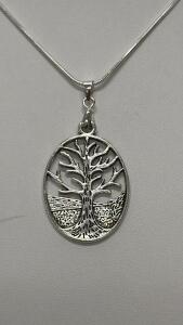 Tibetan Silver Lifetree Pendant W/ 22&rdquo; .925 Silver Snake Necklace