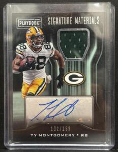 2018 Panini Playbook Signature Materials Ty Montgomery Autographed Jersey Patch Card #132/199