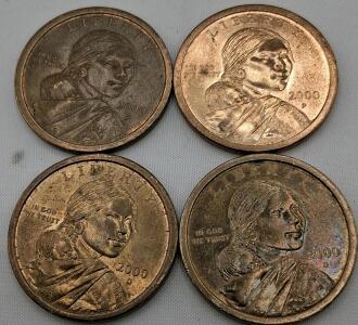 2000 Sacagawea Dollar Coins &ndash; 2 Philadelphia Mint, 2 Denver Mint