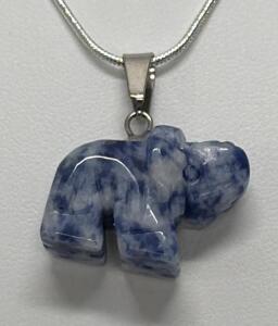 Blue Sodalite Pendant w/ 16&rdquo; .925 Silver Necklace