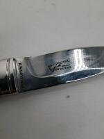 Custom M390 Fixed Blade Knife, Designer Riverside CA, Mosaic Handle, Tooled Leather Sheath - 3