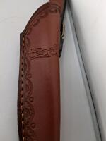 Custom M390 Fixed Blade Knife, Designer Riverside CA, Mosaic Handle, Tooled Leather Sheath - 4
