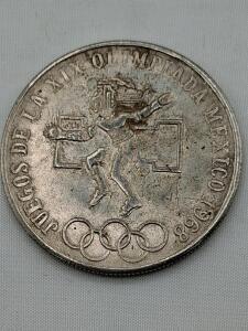 Mexico 1968 Olympic 25 Pesos Coin, Aztec Dancer Design