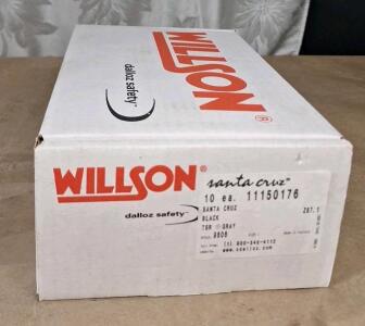 (1) 10-Count Box Of Willson Dalloz Safety Glasses, Santa Cruz, Black / Grey