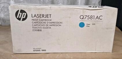 (1) Genuine HP Q7581AC Cyan Toner Cartridge For HP LaserJet CP3505, 3800